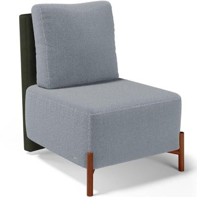 Poltrona Decorativa Sala Estar Living Pés Madeira Hungria L02 Couríssimo Verde Bouclê Cinza - Lyam