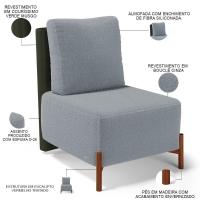 Poltrona Decorativa Sala Estar Living Pés Madeira Hungria L02 Couríssimo Verde Bouclê Cinza - Lyam - 2