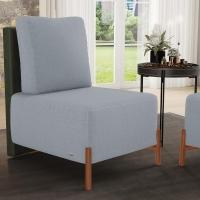Poltrona Decorativa Sala Estar Living Pés Madeira Hungria L02 Couríssimo Verde Bouclê Cinza - Lyam - 3
