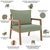 Kit 02 Poltronas Decorativa Para Sala De Estar Alícia B04 Bouclê Oliva - Lyam Decor - 8