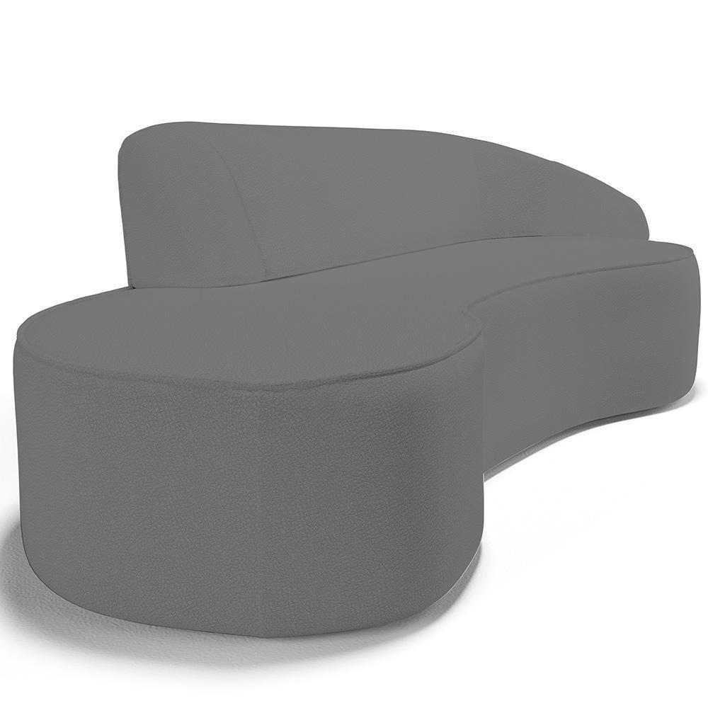 Sofá 3 Lugares Curvo Sala De Estar Living Firenze Direito D02 Corano Cinza 210 Cm C-03 - Lyam - 4