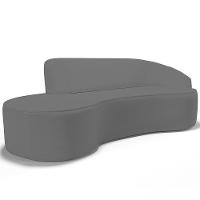 Sofá 3 Lugares Curvo Sala De Estar Living Firenze Direito D02 Corano Cinza 210 Cm C-03 - Lyam - 1