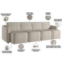 Sofá Cama Para Sala De Estar 4 Lugares 316cm Montserrat K01 Bouclê Bege - Lyam Decor - 3