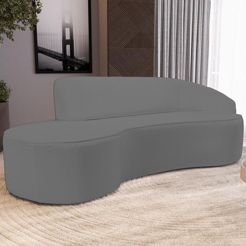 Sofá 3 Lugares Curvo Sala De Estar Living Firenze Direito D02 Corano Cinza 230 Cm C-03 - Lyam - 5
