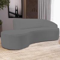 Sofá 3 Lugares Curvo Sala De Estar Living Firenze Direito D02 Corano Cinza 230 Cm C-03 - Lyam - 5