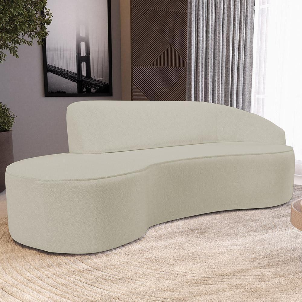 Sofá 3 Lugares Curvo Sala De Estar Living Firenze Direito D02 Corano Bege 230 Cm C-26 - Lyam - 7