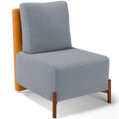 Poltrona Decorativa Hungria L02 Couríssimo Bouclê Cinza Lyam Decor