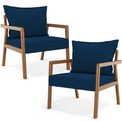 Kit 2 Poltronas Decorativas Alícia B04 Suede Azul Lyam Decor