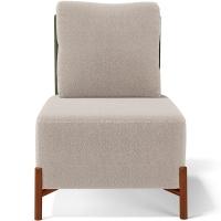 Poltrona Decorativa Sala Estar Living Pés Madeira Hungria L02 Couríssimo Verde Bouclê Creme - Lyam - 5