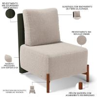 Poltrona Decorativa Sala Estar Living Pés Madeira Hungria L02 Couríssimo Verde Bouclê Creme - Lyam - 7