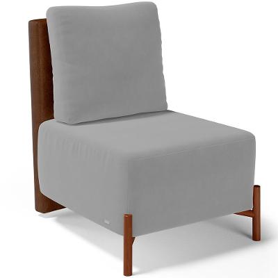 Poltrona Decorativa Hungria L02 Sala De Estar Couríssimo Suede Cinza Marrom Lyam Decor