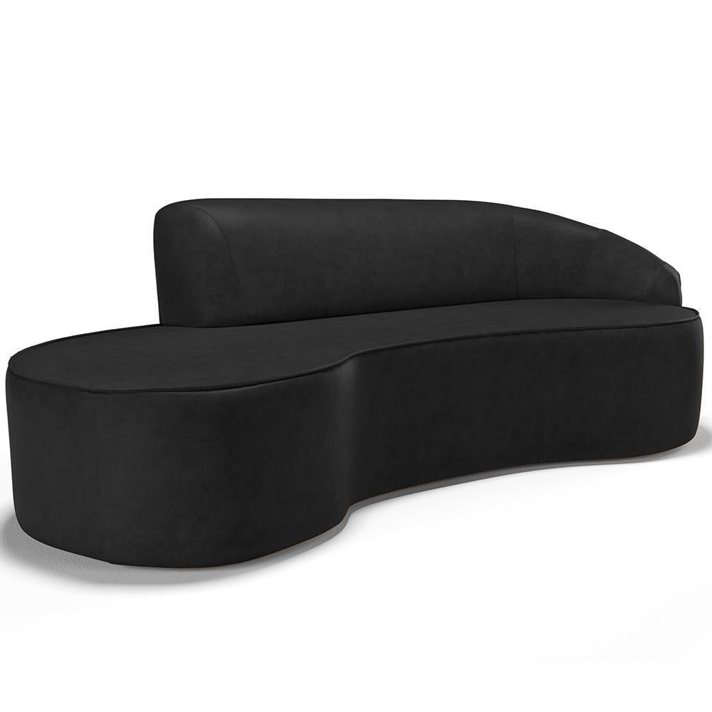 Sofá 3 Lugares Curvo Sala De Estar Living Firenze Direito D02 Couríssimo Preto 210 Cm B-159 - Lyam - 1