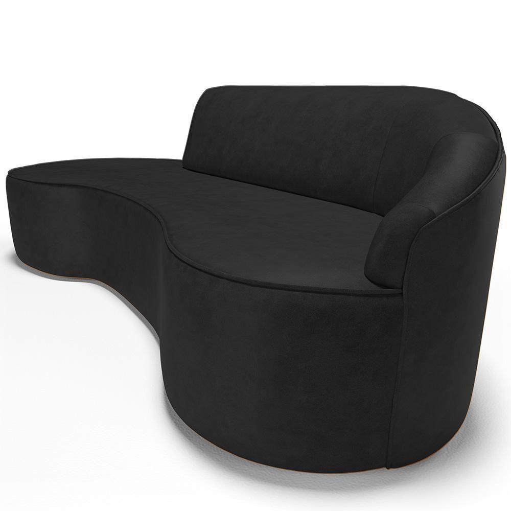 Sofá 3 Lugares Curvo Sala De Estar Living Firenze Direito D02 Couríssimo Preto 210 Cm B-159 - Lyam - 4