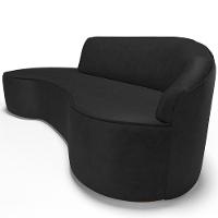 Sofá 3 Lugares Curvo Sala De Estar Living Firenze Direito D02 Couríssimo Preto 210 Cm B-159 - Lyam