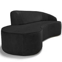 Sofá 3 Lugares Curvo Sala De Estar Living Firenze Direito D02 Couríssimo Preto 210 Cm B-159 - Lyam - 7