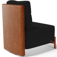 Poltrona Decorativa Sala Estar Living Pés Madeira Hungria L02 Couríssimo Camel Suede Preto - Lyam - 2