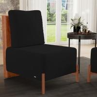 Poltrona Decorativa Sala Estar Living Pés Madeira Hungria L02 Couríssimo Camel Suede Preto - Lyam - 5