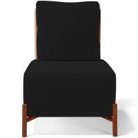 Poltrona Decorativa Sala Estar Living Pés Madeira Hungria L02 Couríssimo Camel Suede Preto - Lyam - 7