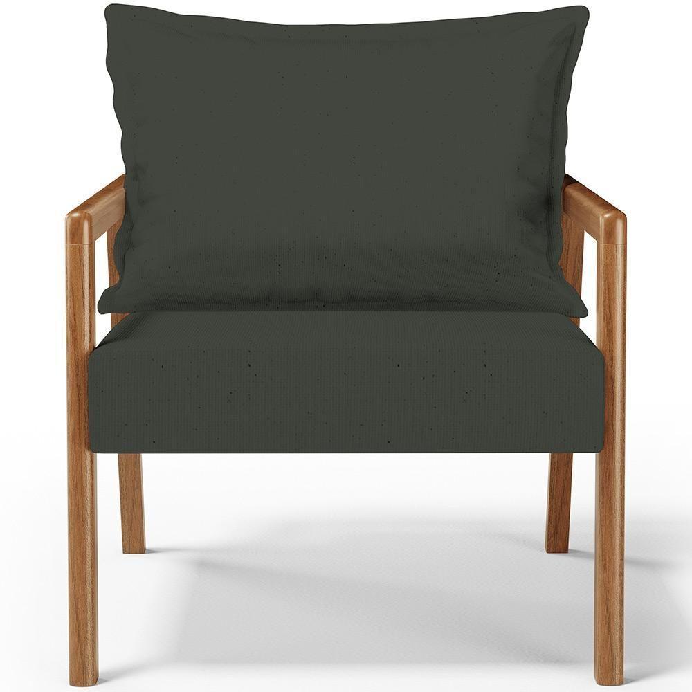 Kit 02 Poltronas Decorativa Para Sala De Estar Alícia B04 Linho Verde Musgo - Lyam Decor - 5