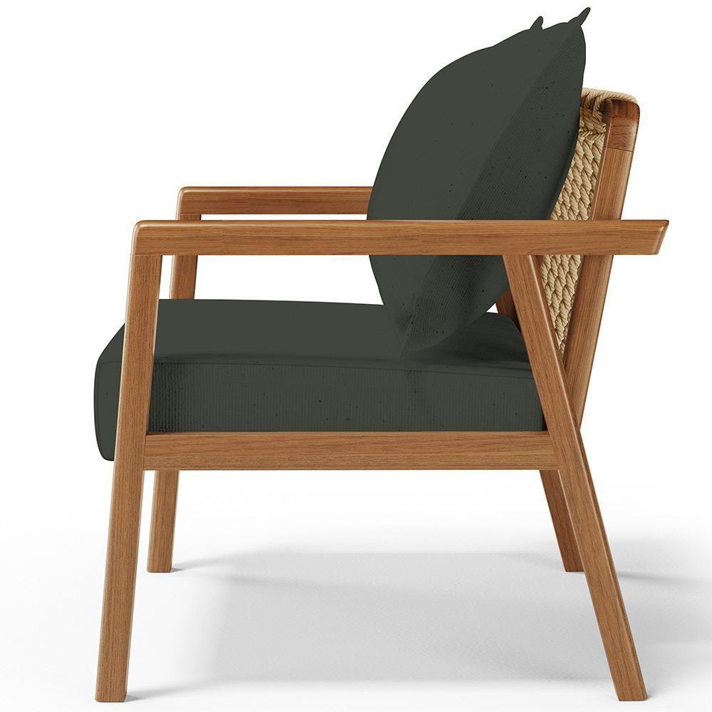 Kit 02 Poltronas Decorativa Para Sala De Estar Alícia B04 Linho Verde Musgo - Lyam Decor - 6