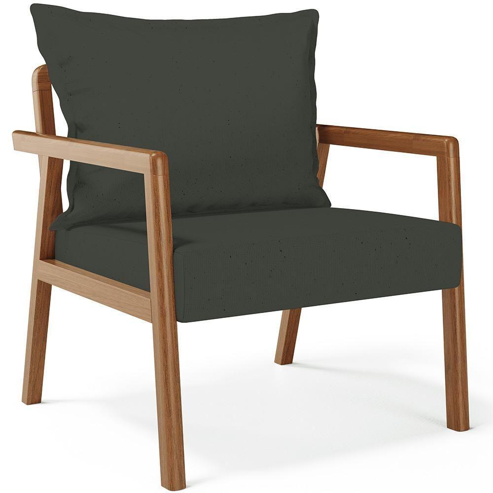 Kit 02 Poltronas Decorativa Para Sala De Estar Alícia B04 Linho Verde Musgo - Lyam Decor - 9