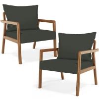 Kit 02 Poltronas Decorativa Para Sala De Estar Alícia B04 Linho Verde Musgo - Lyam Decor - 1