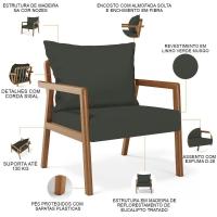 Kit 02 Poltronas Decorativa Para Sala De Estar Alícia B04 Linho Verde Musgo - Lyam Decor - 3