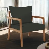 Kit 02 Poltronas Decorativa Para Sala De Estar Alícia B04 Linho Verde Musgo - Lyam Decor