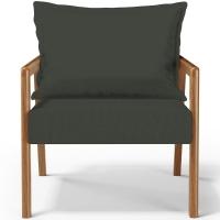 Kit 02 Poltronas Decorativa Para Sala De Estar Alícia B04 Linho Verde Musgo - Lyam Decor - 5