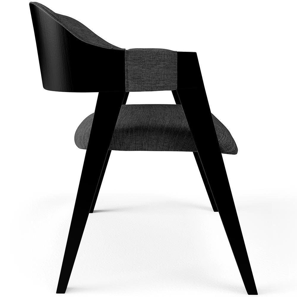 Kit 2 Cadeiras Sala De Jantar Estar Living Estofada Suran L02 Preto Linho Cinza Escuro - Lyam Decor - 7
