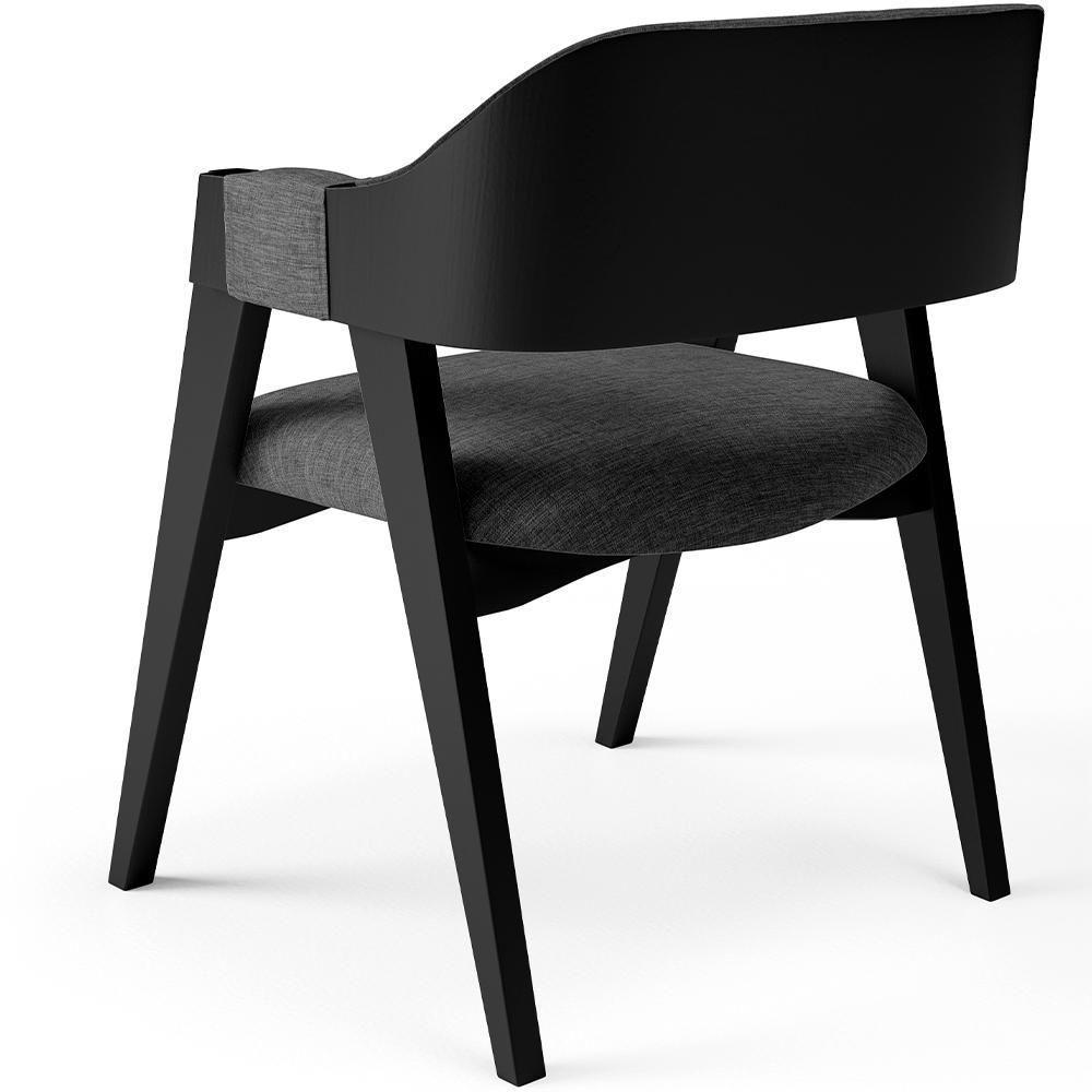 Kit 2 Cadeiras Sala De Jantar Estar Living Estofada Suran L02 Preto Linho Cinza Escuro - Lyam Decor - 9
