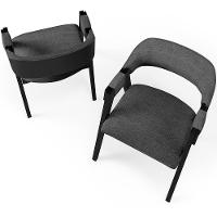 Kit 2 Cadeiras Sala De Jantar Estar Living Estofada Suran L02 Preto Linho Cinza Escuro - Lyam Decor - 2