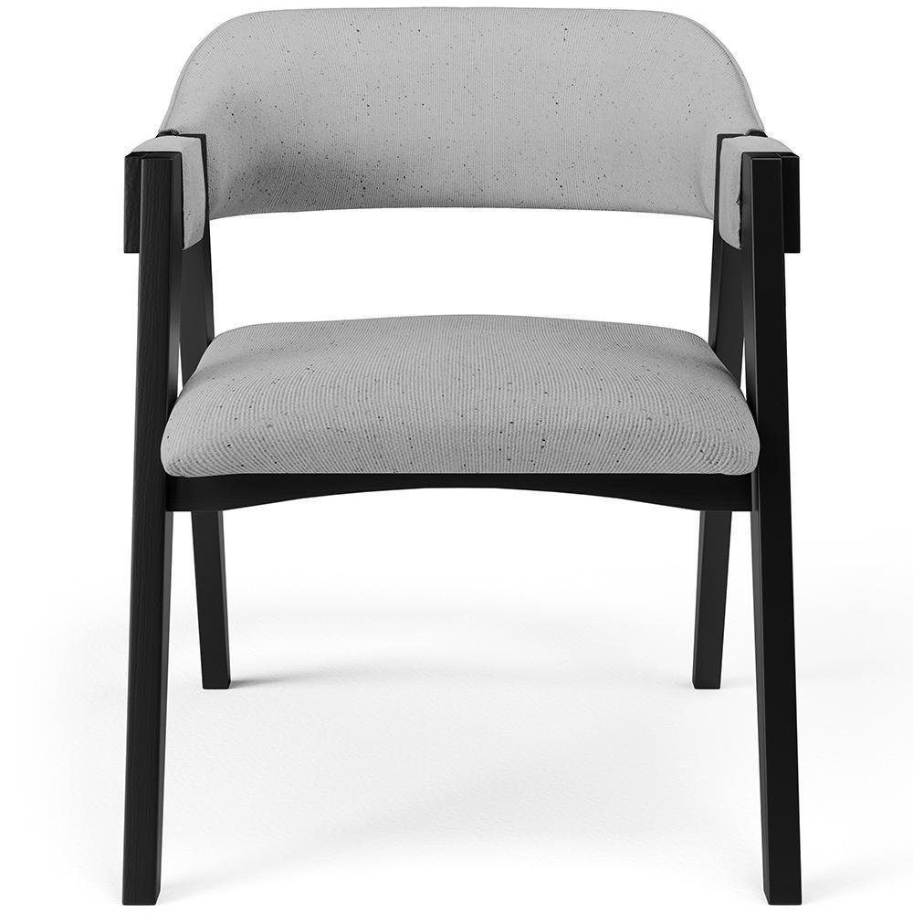 Cadeira Para Sala De Jantar Estar Living Estofada Suran L02 Preto Linho Cinza - Lyam Decor - 3