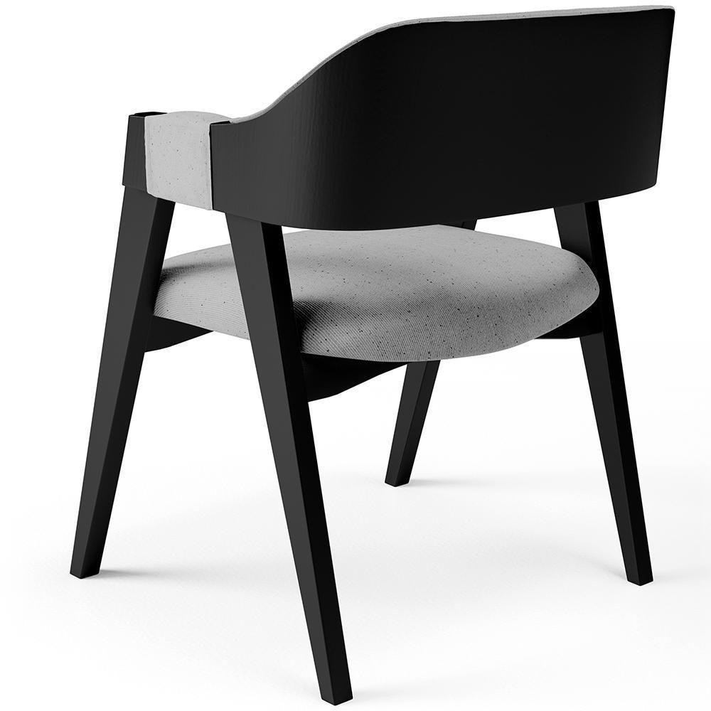 Cadeira Para Sala De Jantar Estar Living Estofada Suran L02 Preto Linho Cinza - Lyam Decor - 7