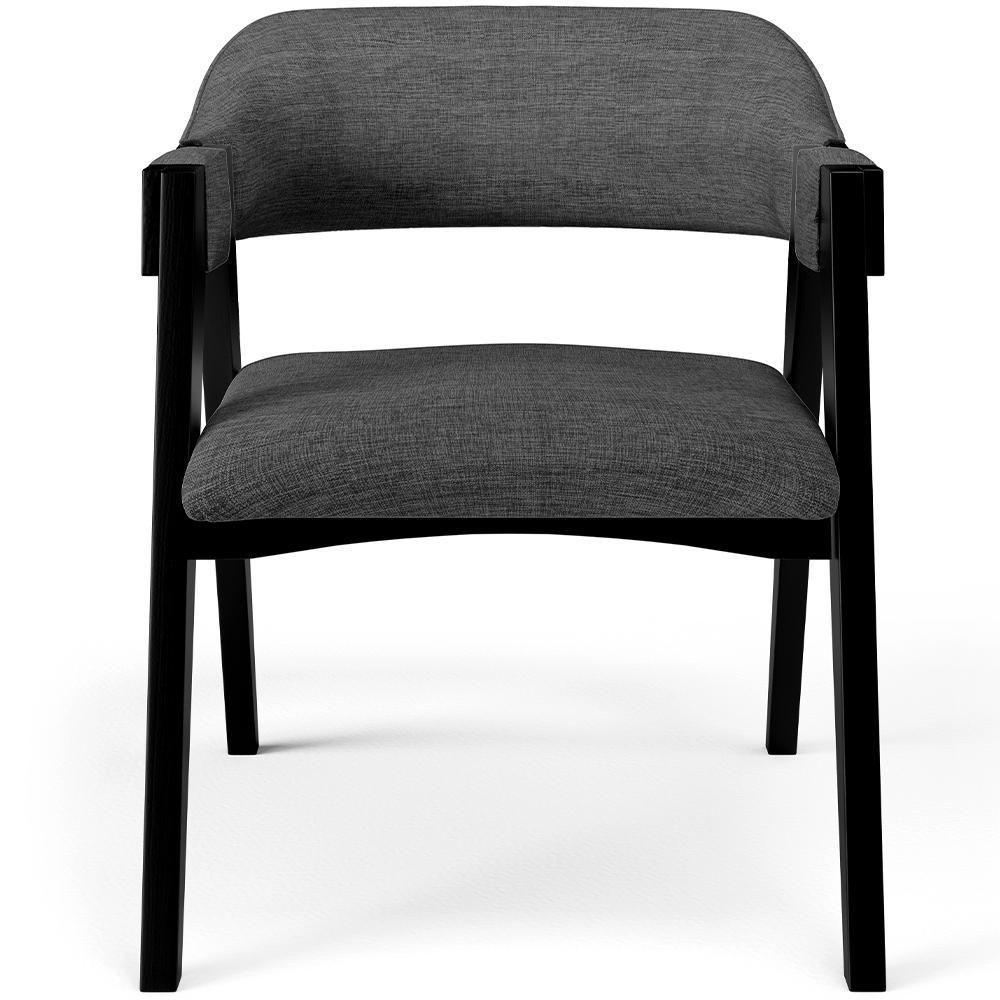 Cadeira Para Sala De Jantar Estar Living Estofada Suran L02 Preto Linho Cinza Escuro - Lyam Decor - 7