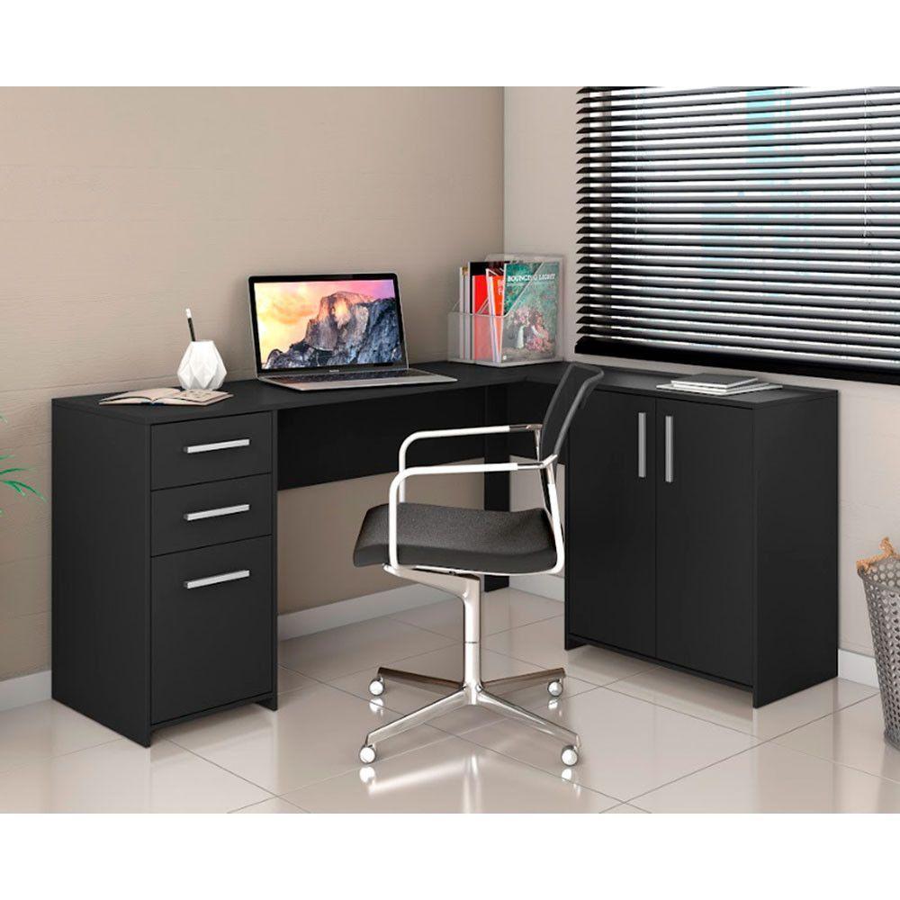 Mesa Office Escrivaninha 2 Portas 3 Gavetas Nt2005 Notável Preto Tx - 1