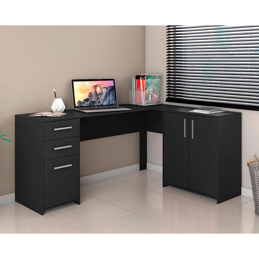 Mesa Office Escrivaninha 2 Portas 3 Gavetas Nt2005 Notável Preto Tx - 6