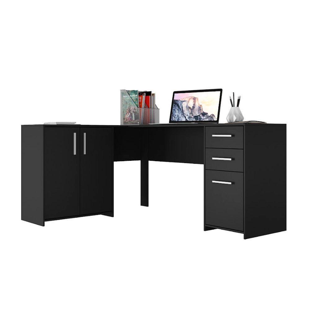 Mesa Office Escrivaninha 2 Portas 3 Gavetas Nt2005 Notável Preto Tx - 8