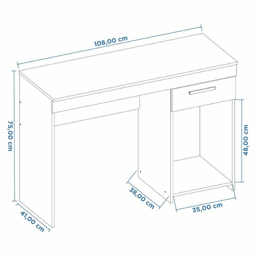 Mesa Office Escrivaninha Com 1 Gaveta Nt2070 Notável Branco New - 3