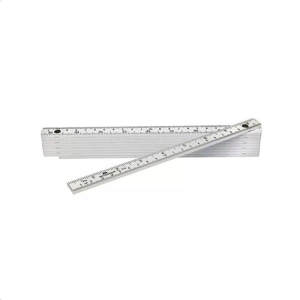 Metro Duplo Escala Métrica Plástico 2 Metros Branco - 2