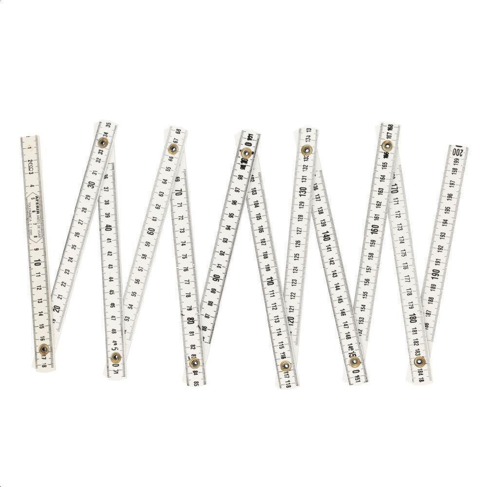 Metro Duplo Escala Métrica Plástico 2 Metros Branco - 3