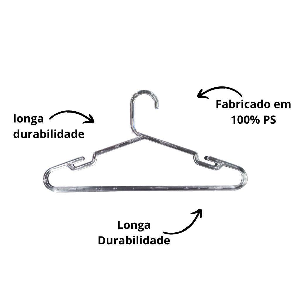 Kit Com 25un. Cabide Adulto Cavado Tradicional Ps Cristal - 3