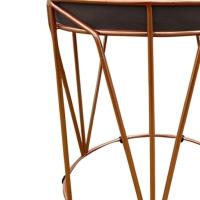 Puff Multiuso Com Mesa 2 Em 1 Suede Marrom Base Cobre