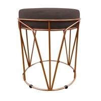 Puff Multiuso Com Mesa 2 Em 1 Suede Marrom Base Cobre - 5