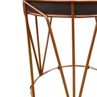 Puff Multiuso Com Mesa 2 Em 1 Suede Marrom Base Cobre - 7