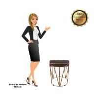 Puff Multiuso Com Mesa 2 Em 1 Suede Marrom Base Cobre - 8