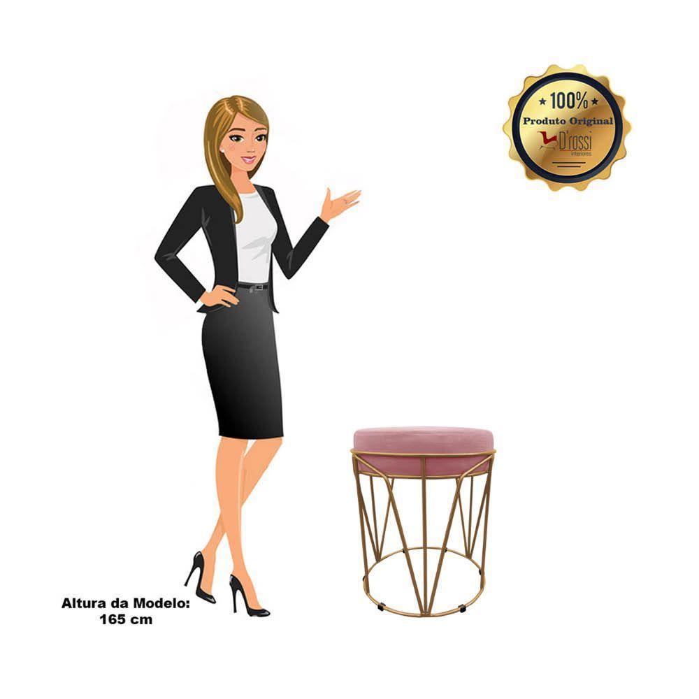 Puff Multiuso Com Mesa 2 Em 1 Suede Rose Base Dourado - 3