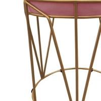 Puff Multiuso Com Mesa 2 Em 1 Suede Rose Base Dourado