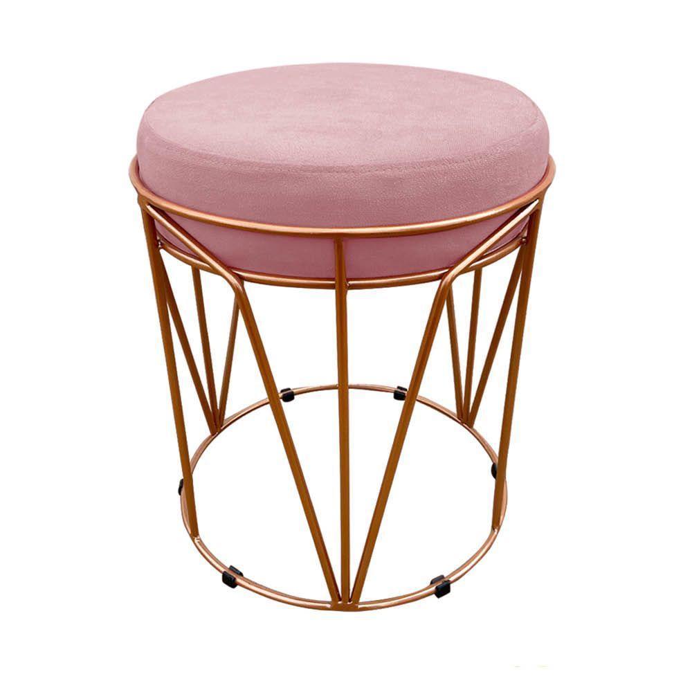 Puff Multiuso Com Mesa 2 Em 1 Suede Rose Base Cobre - 1