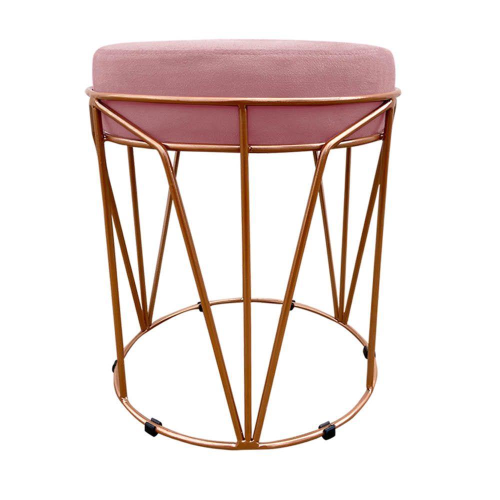 Puff Multiuso Com Mesa 2 Em 1 Suede Rose Base Cobre - 7